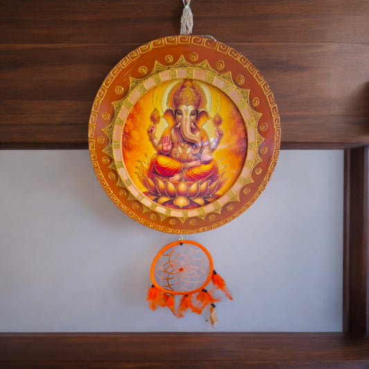 Mandala colgante de Ganesha de 40 cm con atrapa sueño